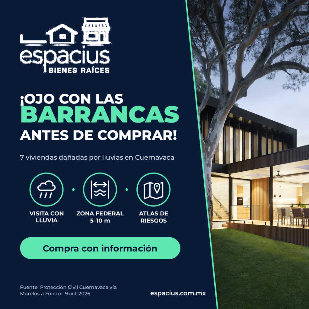 7 viviendas dañadas por lluvias en Cuernavaca: revisa si hay barranca antes de comprar